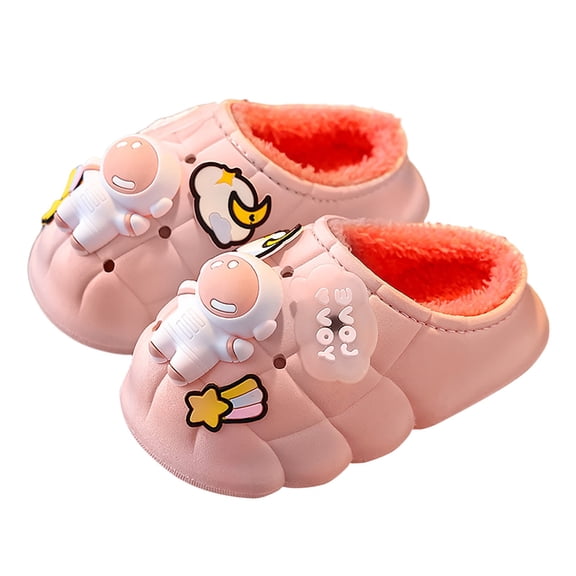 MKHSQHDG Cute Slippers for Girls Size 3 Winter Cartoon Astronaut Cotton Slippers Boys and Girls Young Indoor Home Non Positioning Decorations Non Plush Cotton Shoes Girls Slippers Size 5 28