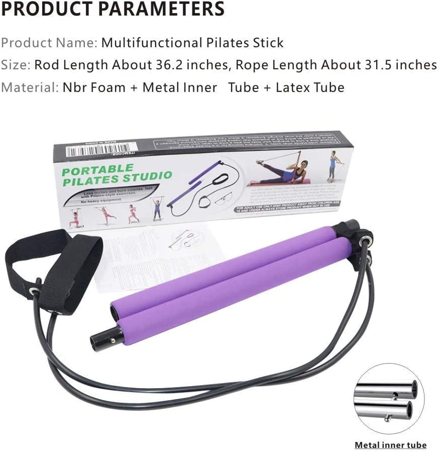 Pilates Exercise Stick with Resistance Band Portable Home Workout Equipment for Women Pilates Bar Kit Yoga Resistance Bands for Legs and for Stretching Sculpt Fitness Exercise Full Body Walmart