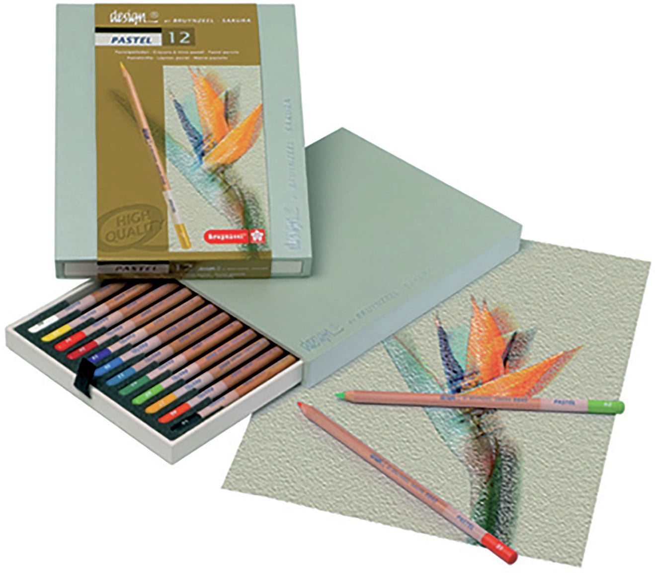Bruynzeel Design Pastel Pencils - Set of 12, Assorted Colors