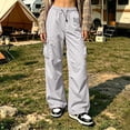 thumbnail image 4 of Rhuody Pants For Womens Wide Leg Loose Fit Elastic Waist Solid Color Trousers With Pocket Fashion Wear 2Xl Grey, 4 of 6