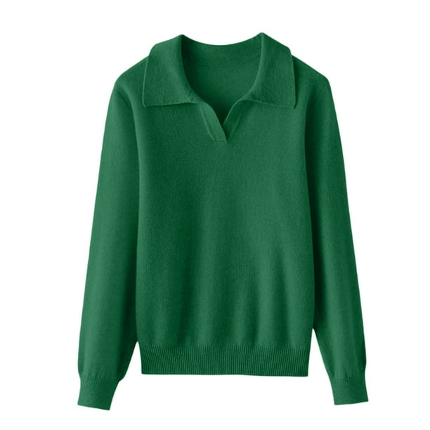 ManxiVoo Women's Polo Collar Knit Pullover Long Sleeve Base Layer
