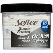 Softee Super Freeze Protein Styling Gel 32 oz. Jar, Unisex, Clarifying, Strengthens Hair