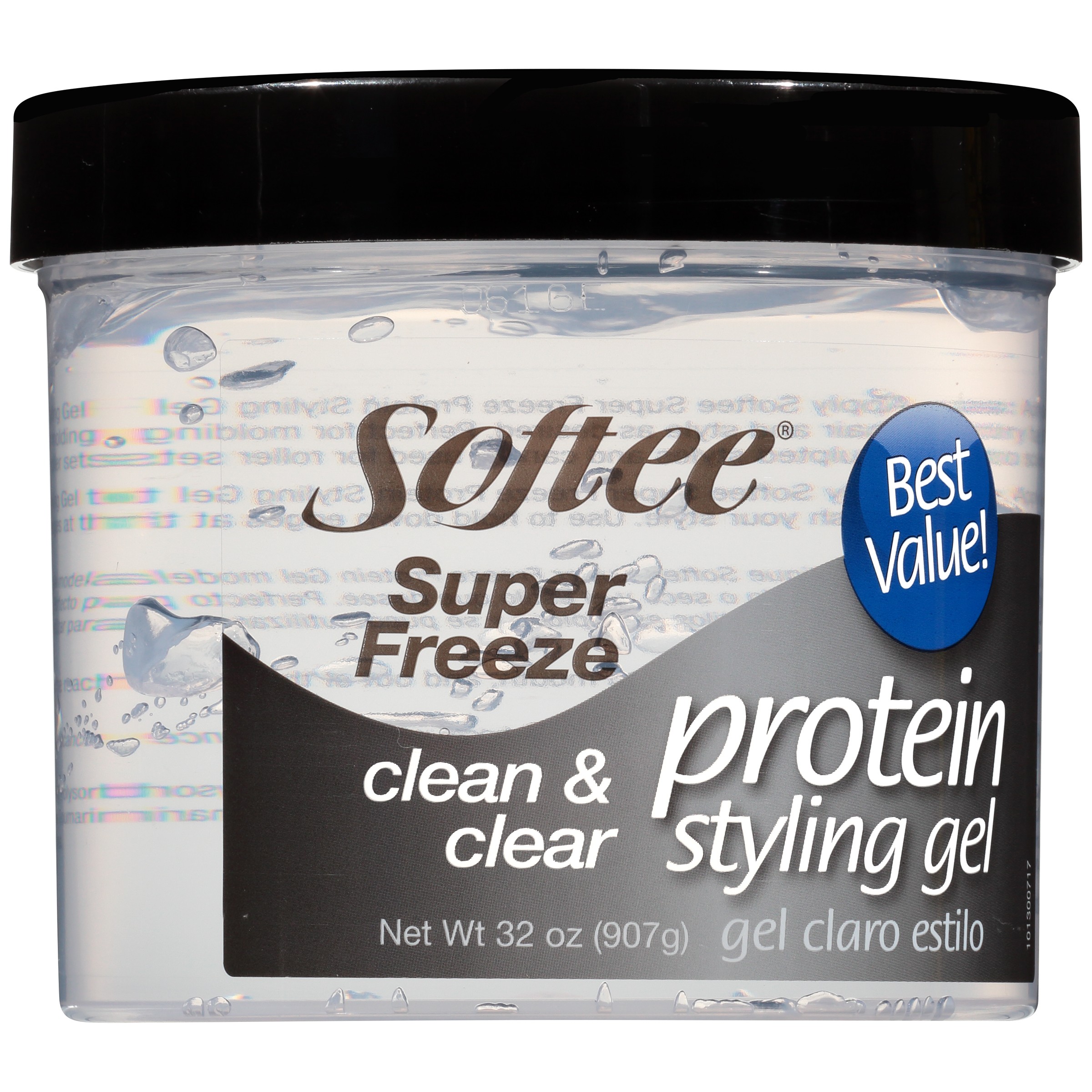 Softee Super Freeze Protein Styling Gel 32 oz. Jar, No Flake, Strengthens Hair,  Unisex - image 5 of 6