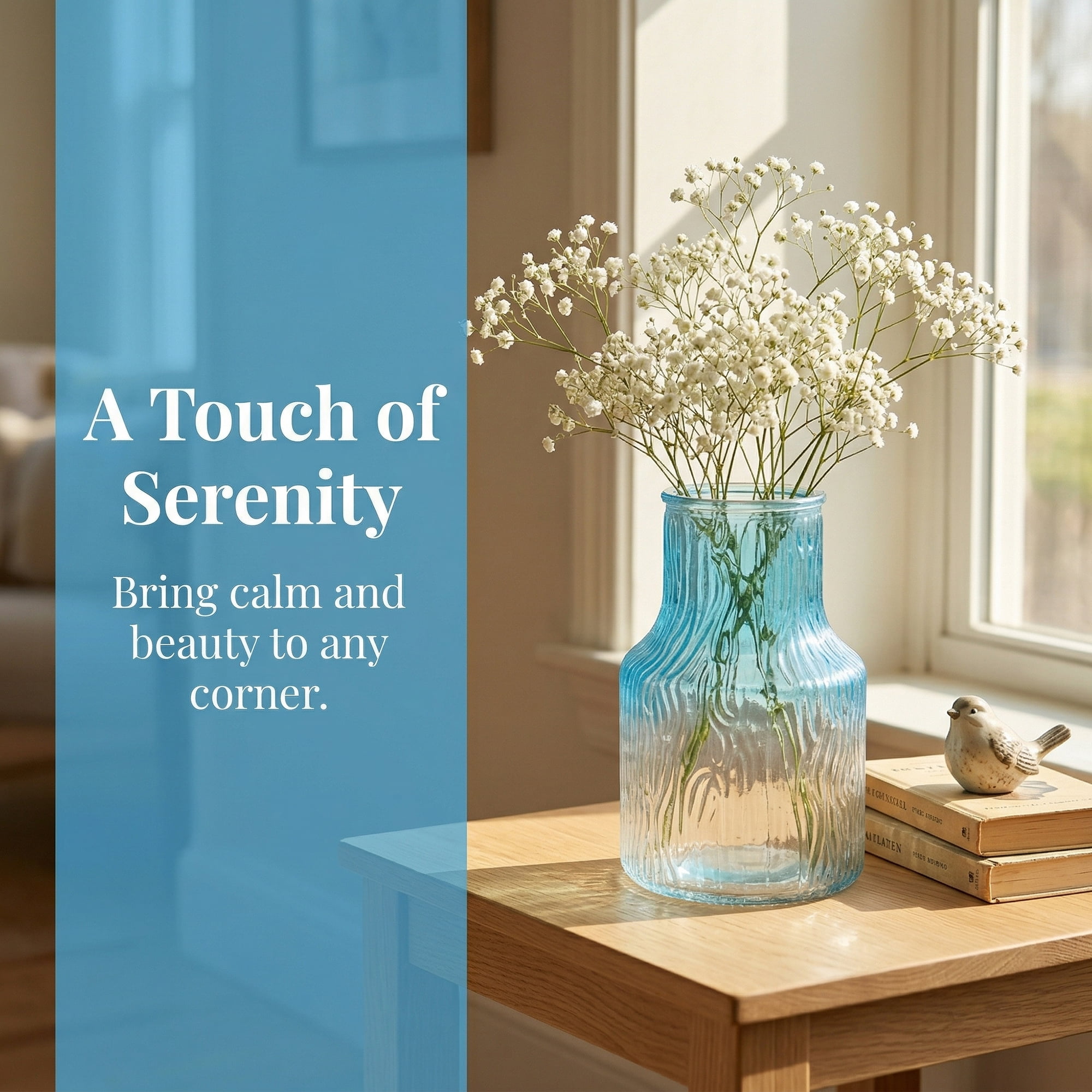 Unique Bargains Modern Geometric Wide Mouth Thickened Flower Vase Blue 5.3"x5.3"x8.3"