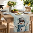 thumbnail image 2 of Table Runner 72 Inches Long for Kitchen Dining, Christmas Snowman Dresser Scarf Farmhouse, Dining Table Decorations for Wedding/Parties, Blue Xmas Winter Snowflake 14 x 72 In, 2 of 9