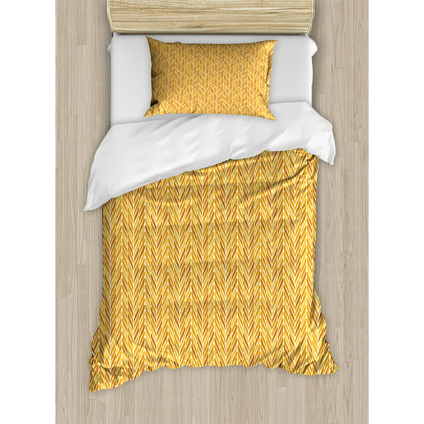 Yellow Duvet Cover Set Twin Size, Mustard Yellow Twin Bedding