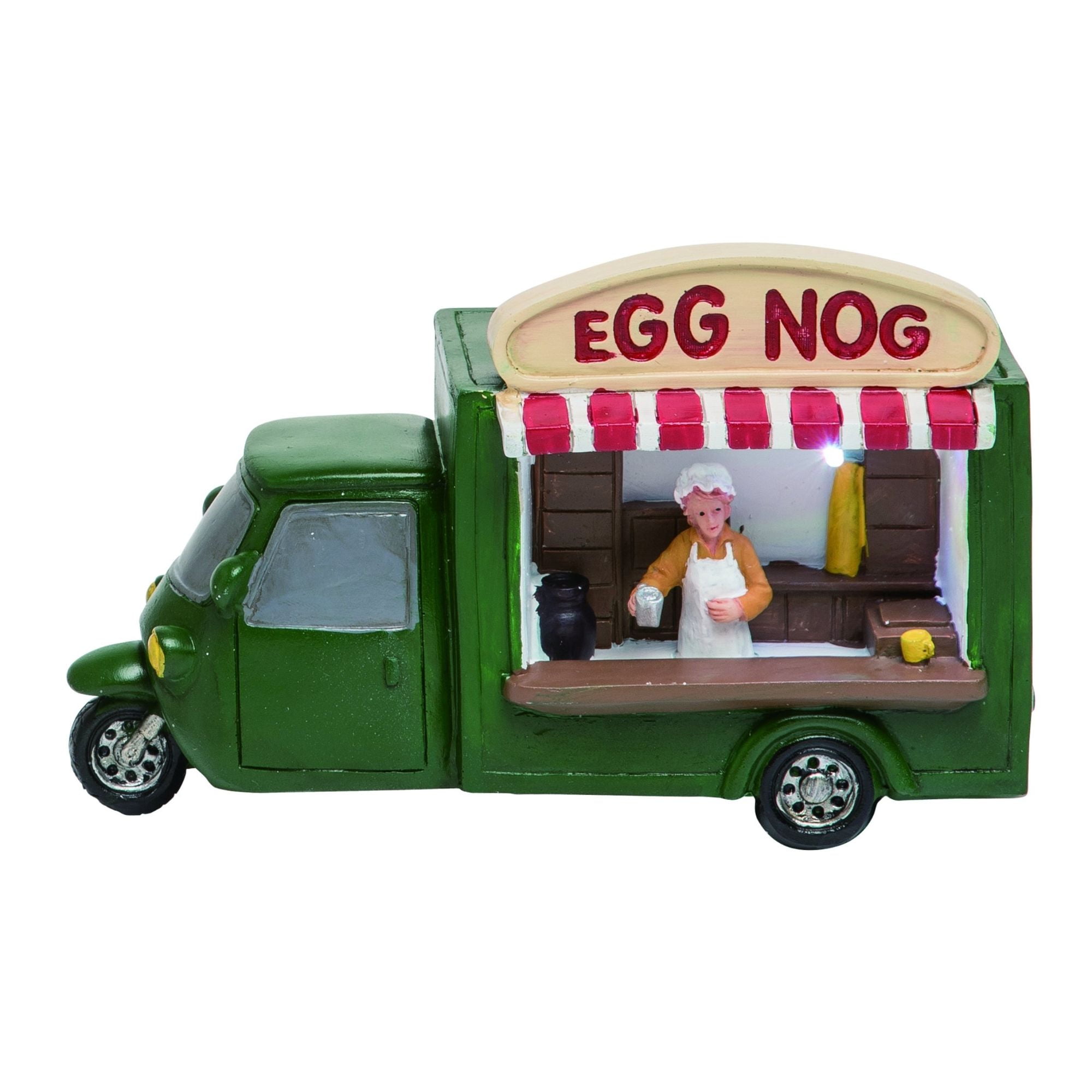 7" Green and Red Lighted Winter Food Truck Christmas Tabletop Decor