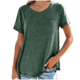 thumbnail image 3 of Mittory Women's Roll Up Short Sleeve T Shirts Crew Neck Tops Loose Causal Tees with Pocket, 3 of 3