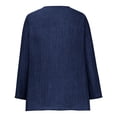 thumbnail image 5 of Dazajoo Women's Plus Size Cotton Linen Blouses Summer Cross-over Hem V Neck Tunic Tops Fashion Solid Color Long Sleeve Tee Shirts for Women 2024,Navy,L, 5 of 6