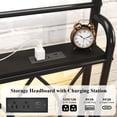 thumbnail image 5 of Metal Bed Frame Twin Size with LED Lights, Modern Platform Bed with Charging Station, Black, 5 of 10