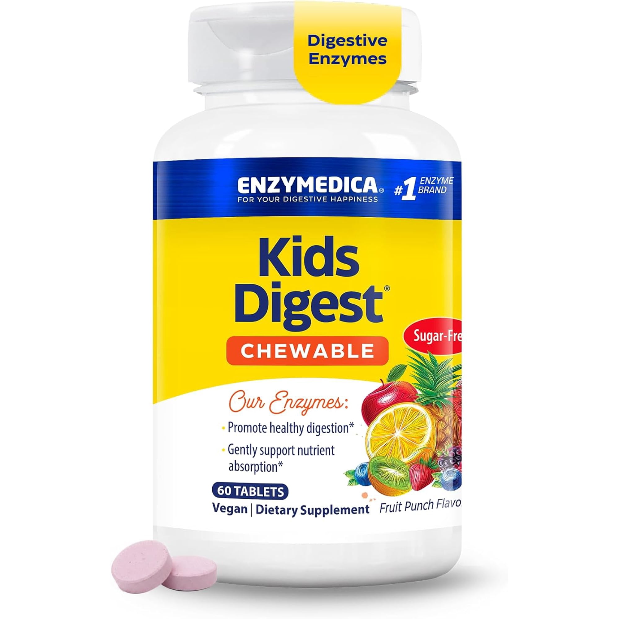 Enzymedica Kids Digest, Chewable Digestive Enzymes, For Gentle Nutrient Absorption Support , 60 Servings