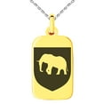 thumbnail image 1 of Stainless Steel Elephant Strength Coat of Arms Shield Engraved Small Rectangle Dog Tag Charm Pendant Necklace, 1 of 1