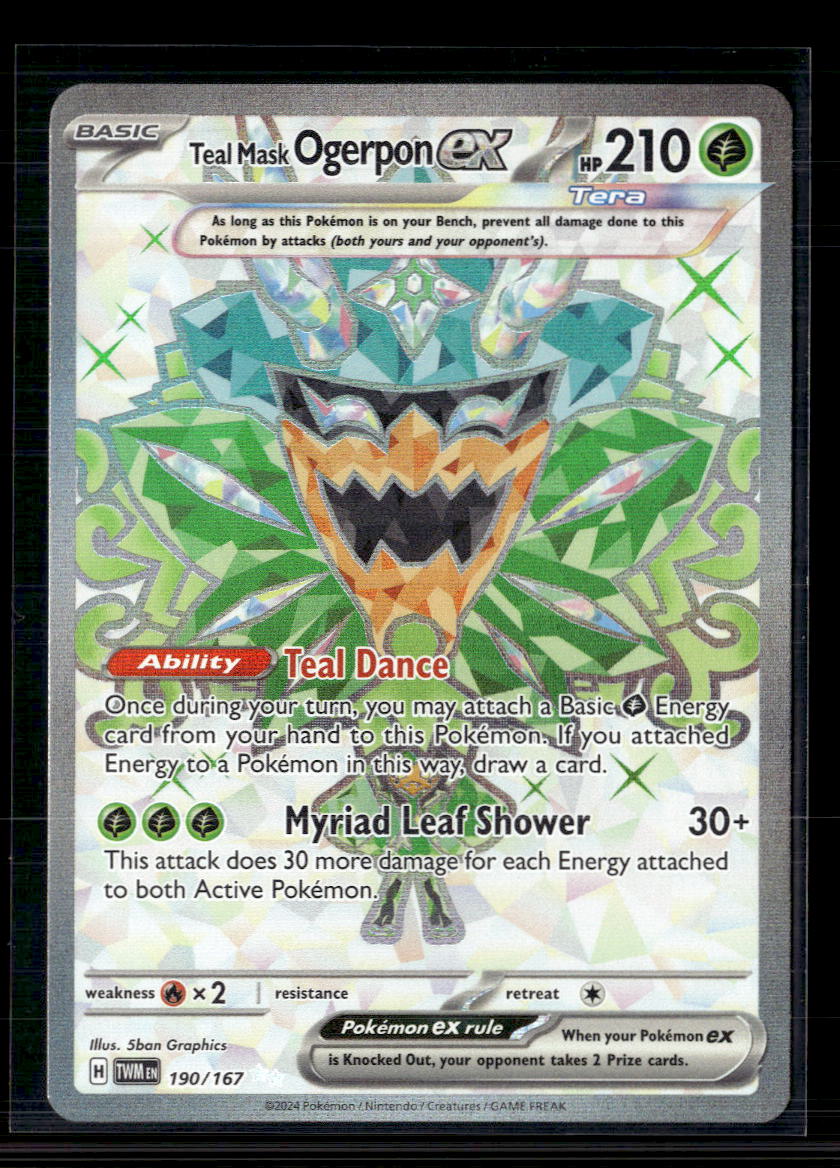 2024 Twilight Masquerade Teal Mask Ogerpon EX Holo Secret Rare #190/167