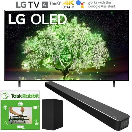 LG OLED65A1PUA 65 Inch A1 Series 4K HDR Smart TV With AI ThinQ (2021) Bundle with LG SN6Y 3.1 Channel High Res Audio Sound Bar + TaskRabbit Installation Services