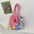 thumbnail image 3 of Bolso de ocio de gran capacidad para mujer, nuevo bolso de lona con costuras de lentejuelas en contraste, bolso de hombro de trabajo, 2024, 3 of 5