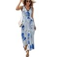 thumbnail image 2 of Santorini, Greece Womens Night Club Maxi Dress V Neck Sleeveless Bohemia Long Dresses, 2 of 9