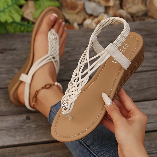 WILLBEST Sandalias De Plataforma De Verano Para Mujer, Cómodas Chanclas De Tacón Medio, Zapatos Casuales Para Caminar En La Playa, Para Vacaciones, Citas Nocturnas