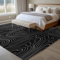 thumbnail image 5 of Black Abstract Large Area Rugs for Bedroom Living Room, Soft Non Slip Carpet Bedside Rug, Modern Geometric Minimalist Stripes Rectangular Floor Cover Kitchen Accent Rug 5'x7' for Dining Room/Office, 5 of 9
