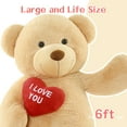 thumbnail image 4 of MorisMos Brown Giant Teddy Bear 6ft Stuffed Animal "I Love You" Red Heart Jumbo Human Size Teddy Bear, 4 of 7