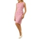 thumbnail image 4 of Vestido sin mangas de tweed para mujer Inspire Chic, con cuello barco, vestido de oficina tipo sheath, 2XL, rosa, 4 of 5