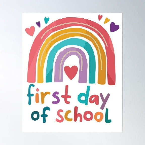 Happy First Day Of School Design Back To School Poster Wall Art, Modern Wall Decor For Living Room Bedroom, 8x12 UNFRAMED