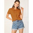 thumbnail image 3 of Camisa De Manga Corta Allegra K Suave Con Botones Y Cuello Peter Pan Naranja quemada S, 3 of 6