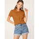 thumbnail image 3 of Camisa De Manga Corta Allegra K Suave Con Botones Y Cuello Peter Pan Naranja quemada S, 3 of 6