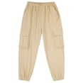 thumbnail image 5 of YiZYiF Kids Boys Dungarees Casual Moisture-Wicking Cargo Pants,Sizes 6-14 Khaki-A 10, 5 of 7