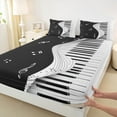 thumbnail image 3 of Manfei Black White Piano Bed Sheets, Pop Music Melody King Sheets, Teen Boy Girl Kid Sheet Set, Luxury Bedroom Decor, 4 Pieces, 3 of 7
