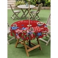 thumbnail image 3 of Outdoor Tablecloth with Umbrella Hole and Zipper, Independence Day Round Table Cloth 54 Inch Waterproof Tablecloth, 4th of July Red Striped Stars Patriotic Picnic Table Cover for Patio Camping, 3 of 7