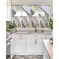 thumbnail image 4 of Grey Marble Swag Kitchen Curtains Sets for Windows 24 Inch Length, Modern Abstract Gold Ombre Aesthetic Art Short Window Curtain Panels Swags Valances and Tiers 3 Piece Set for Cafe/Dining Room, 4 of 5
