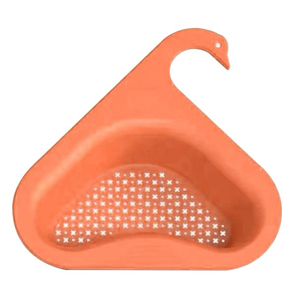 Cesta coladora para fregadero Filtro colgante triangular Estante de almacenamiento para fregadero (naranja)