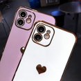 thumbnail image 5 of for iPhone 11 Case Plating Love Heart Phone Case TPU with Full Unique Full Camera Lens Protection Reinforced Corners Fun Cute Side Small Pattern Electroplate Case,Purple, 5 of 8
