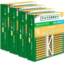 Filterbuy 20x20x5 MERV 11 Allergen Defense, Pleated HVAC AC Furnace Air Filters for Honeywell FC100A1011, Lennox X0585 & More (4-Pack)