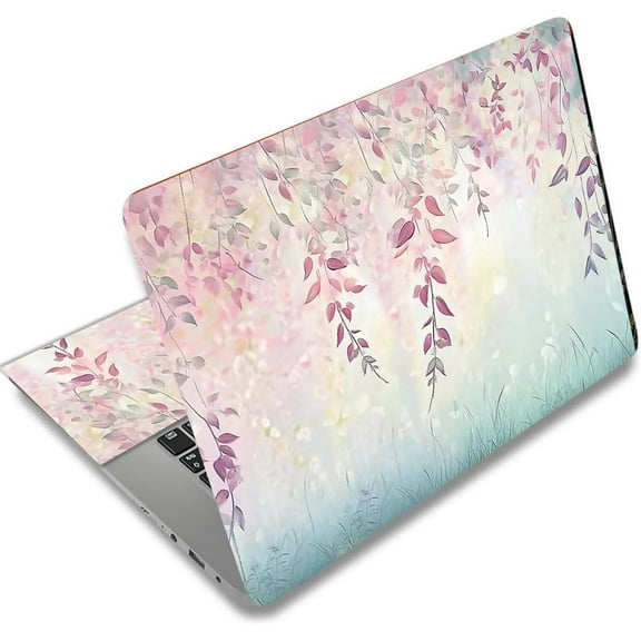 Purple Flowers Laptop Skin Decal Branches and Vines Laptops Skin Sticker Notebook Protector 12 13 13.3 14 15 15.4 15.6 Inches Vinyl Cover Removable Waterproof Personalized Art Decal