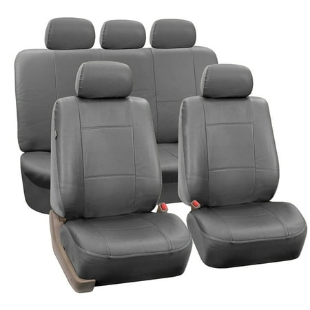 FH Group Gray Faux Leather Airbag Compatible and Split Bench Car Seat Covers, Full (Best Canvas Seat Covers)