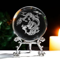 Inner Carving 12 Chinese Zodiac Signs Glass Crystal Ball Diaplay Decoration 3D Figurines Gift for Home Office Desktop Decor Dragon 60mm