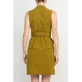 thumbnail image 2 of Sharagano Collared Sleeveless Zipper Front Tie Waist Solid Rayon Dress-SPANISH OLIVE / 16, 2 of 23