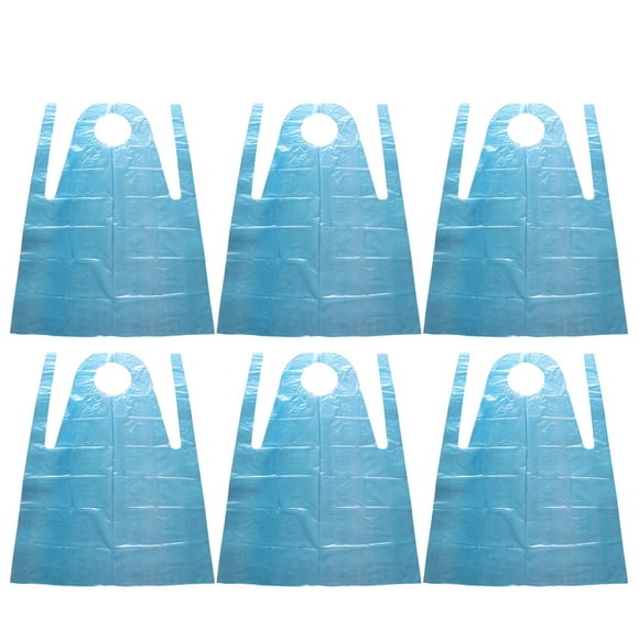 20pcs Disposable Aprons Plastic Apron Sleeveless Household Waterproof Oil Proof Apron Barbecue Kitchen Supplies (Blue)