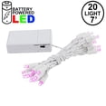 thumbnail image 5 of Novelty Lights 20 Light Battery Operated LED Christmas Mini Light Set, Pink, White Wire, 8' Long, 5 of 5