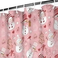 thumbnail image 3 of Pink Christmas Snowman Pattern Shower Curtain 84"x72" ,Bathroom Decorative Shower Curtains Set with 12 Hooks,Modern Waterproof Washable Shower Curtain, 3 of 6
