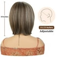 thumbnail image 5 of Creamily 10” Short Brown Wigs for Women Synthetic Short Bob Wig with Bangs Brown Bob Wigs with Highlight Blonde, 5 of 10