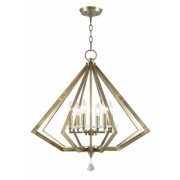 Mid Century Modern Traditional Six Light Chandelier-Antique Brass Finish Bailey Street Home 218-Bel-1764517
