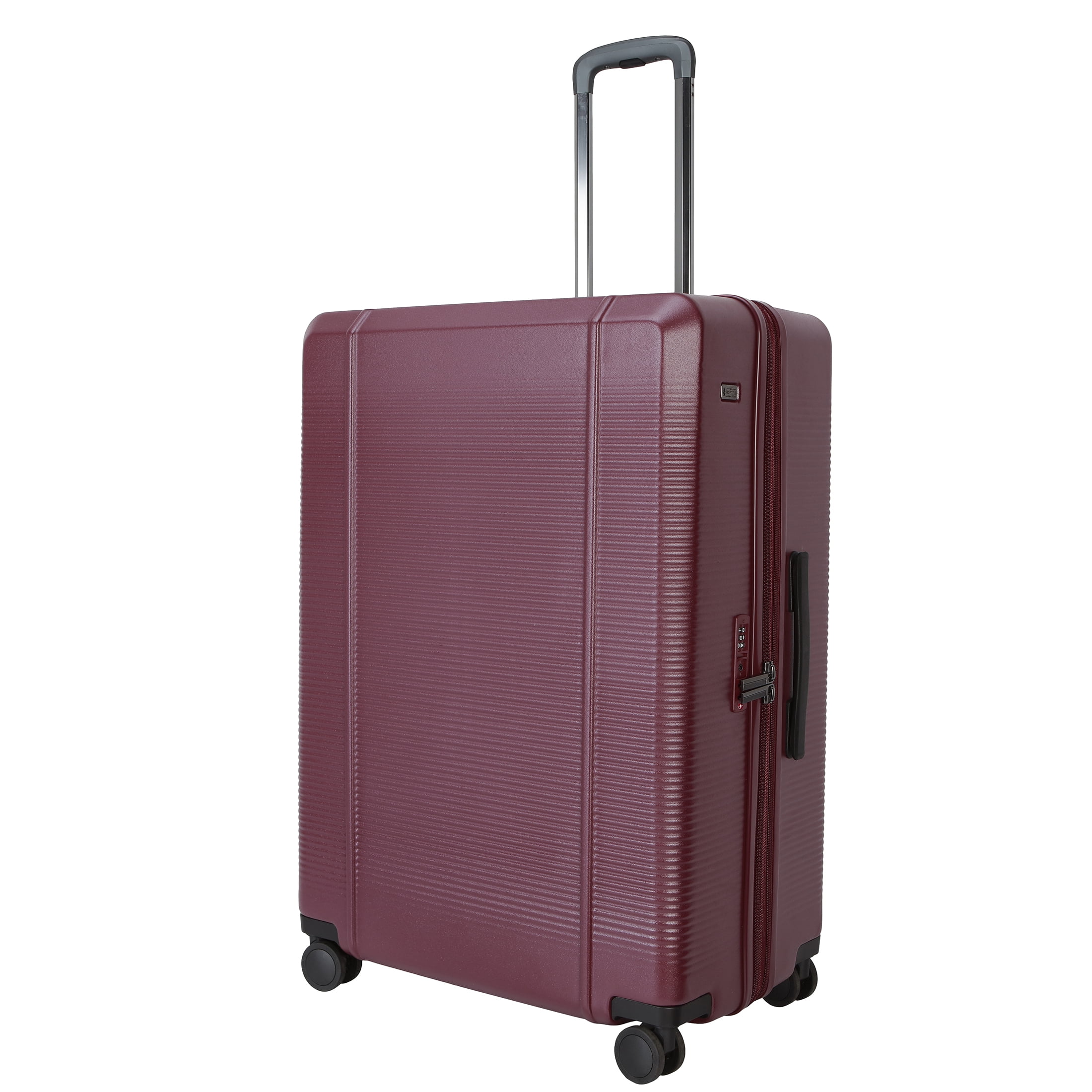 btL 28-inch Checked Expandable Hardside Upright Luggage With 360 Spinner Wheels and Divider Pockets, Windsor Wine