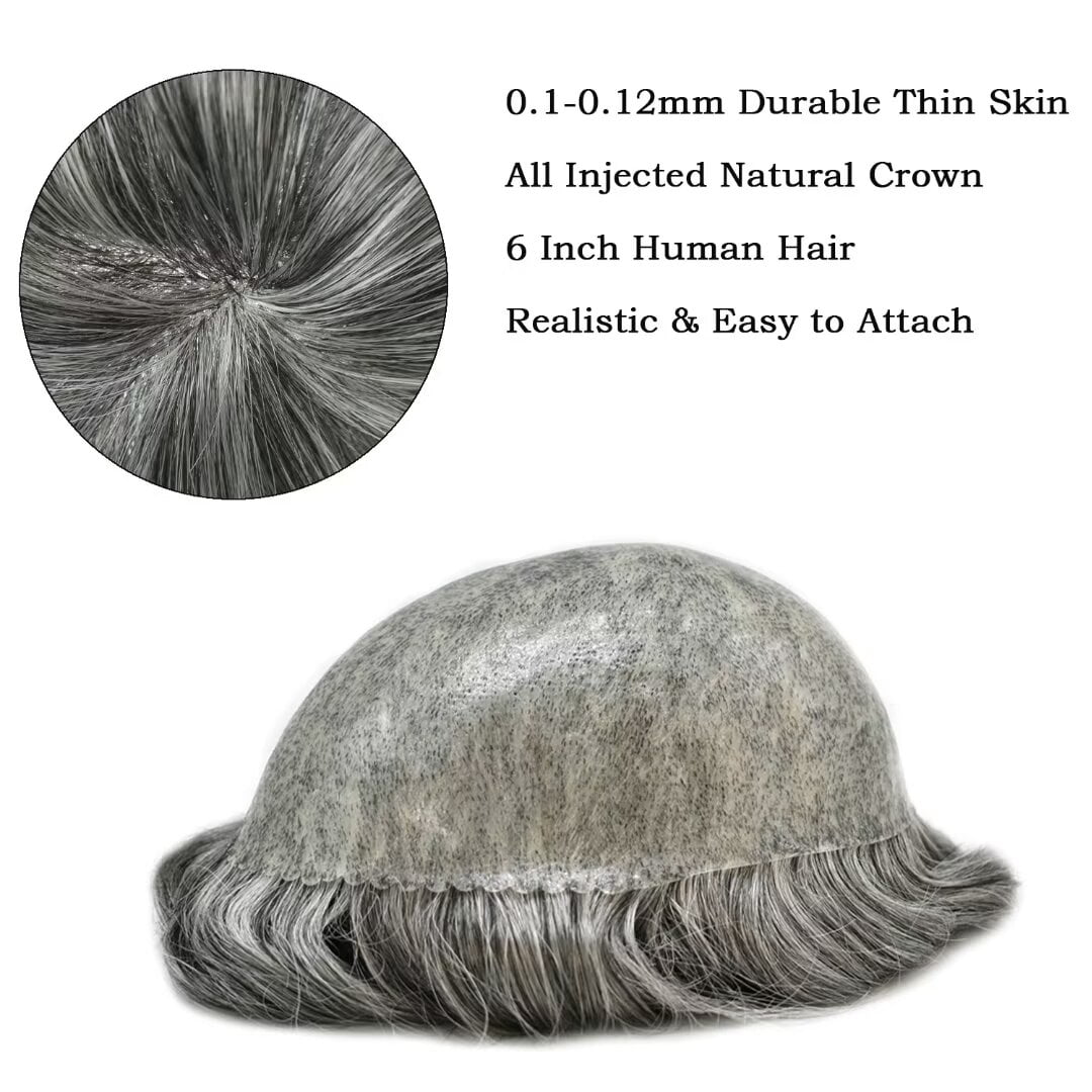 Mens Hairpiece LYRICAL HAIR Human Hair Replacement System Durable Thin Skin PU Injected Toupee Hair Wigs for Men