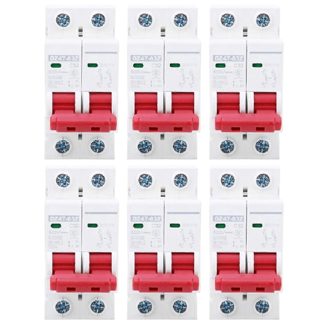 6pcs DZ47-63Z DC500V 2P MCB Circuit Breaker Photovoltaic Air Switch Overload Leakage Circuit Protector32A