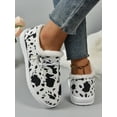 thumbnail image 2 of Women‘s Fashionable Color Block Fluffy Lined Casual Sneakers  Cow Print Fleece Warm Flat Shoes, 2 of 6