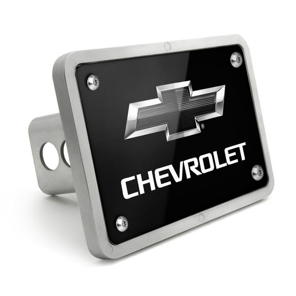 Chevrolet Black Logo UV Graphic Black Billet Aluminum 2 inch Tow Hitch Cover