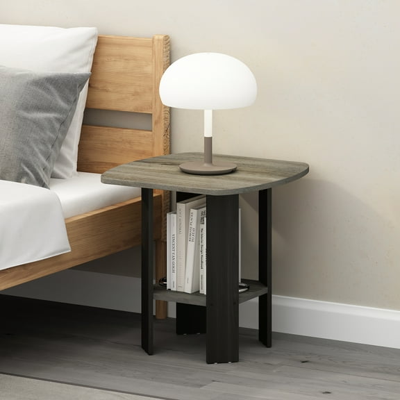 Furinno Tidur Simple Design Bedside Table Nightstand, French Oak/Black