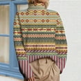 thumbnail image 2 of Women's Turtleneck Sweaters Vintage Boho Printed Long Sleeve Knitted Pullover Shirts Fall Winter Casual Warm Comfy Blouses, 2 of 5
